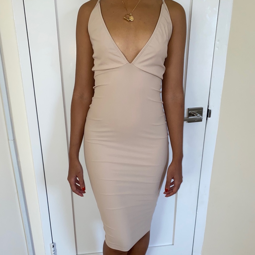 Blush-nude midi dress